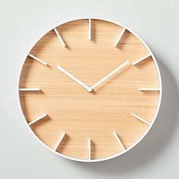 Wood-Faced Wall Clock, Natural - Image 1