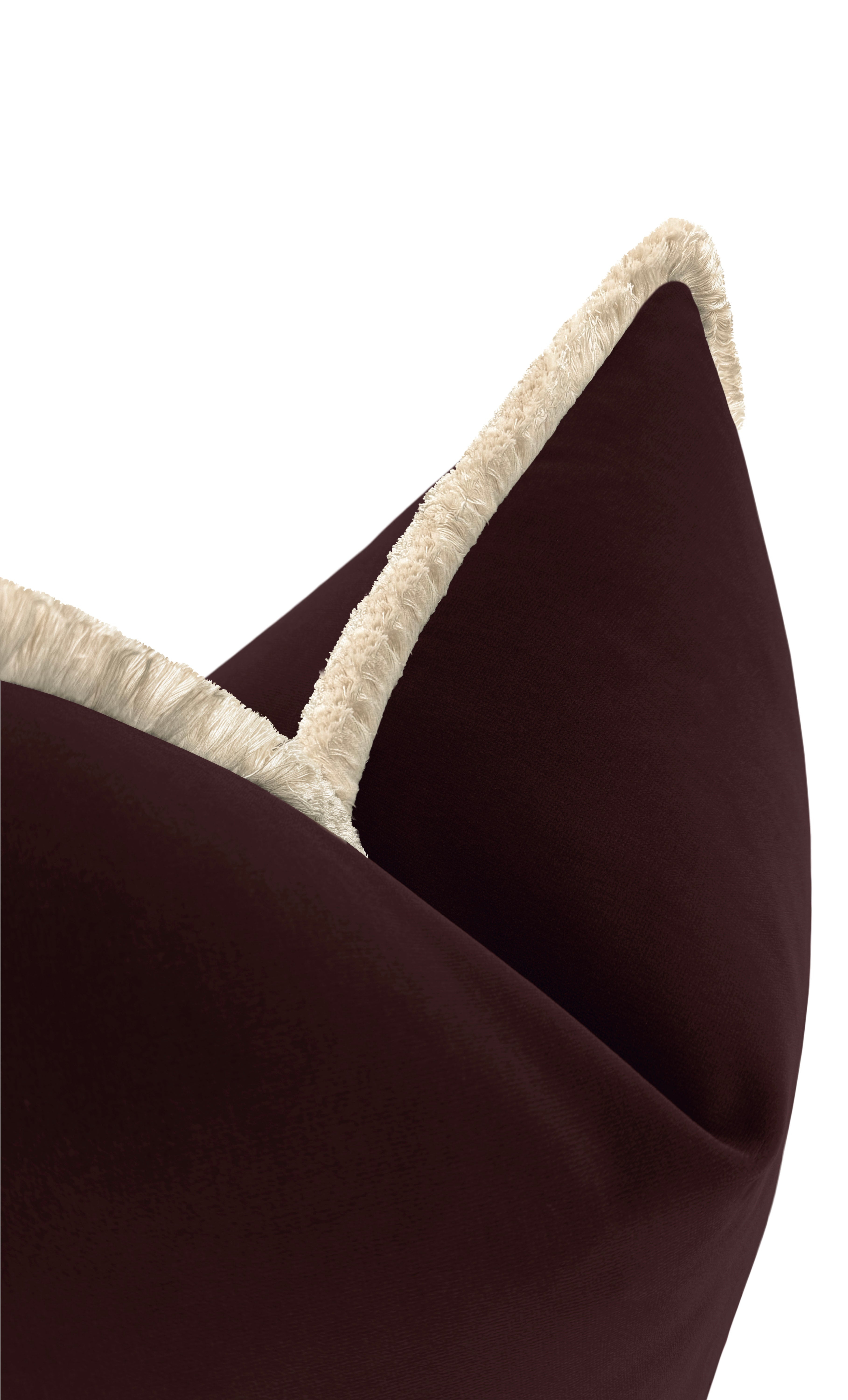 SIGNATURE VELVET // MERLOT + FRINGE - Sample 4" X 4" / Natural Fringe - Image 0