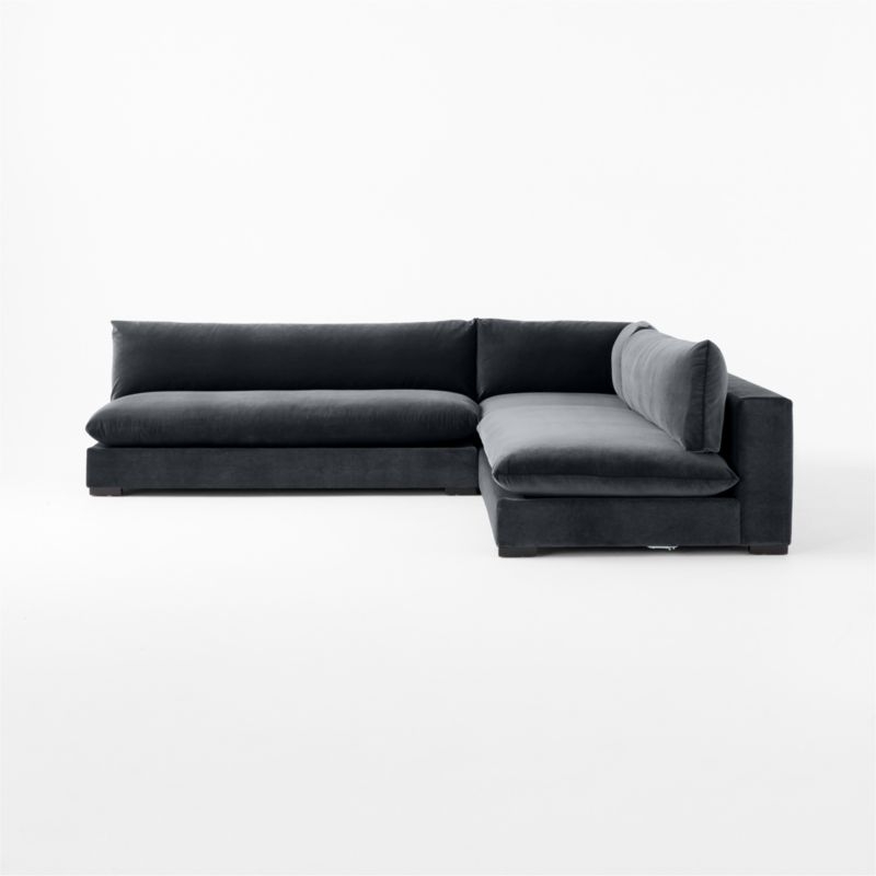Deseo 3-Piece Modular Charcoal Grey Performance Velvet Deep Depth Sectional Sofa - Image 1