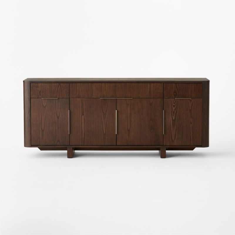 Tau 70" Brown Wood and Brass Credenza - Image 1