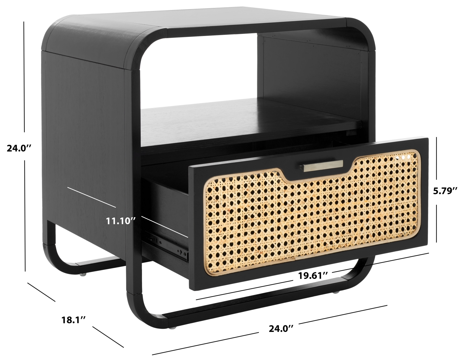 Yates 1 Drawer Nightstand - Black / Natural - Safavieh - Image 9