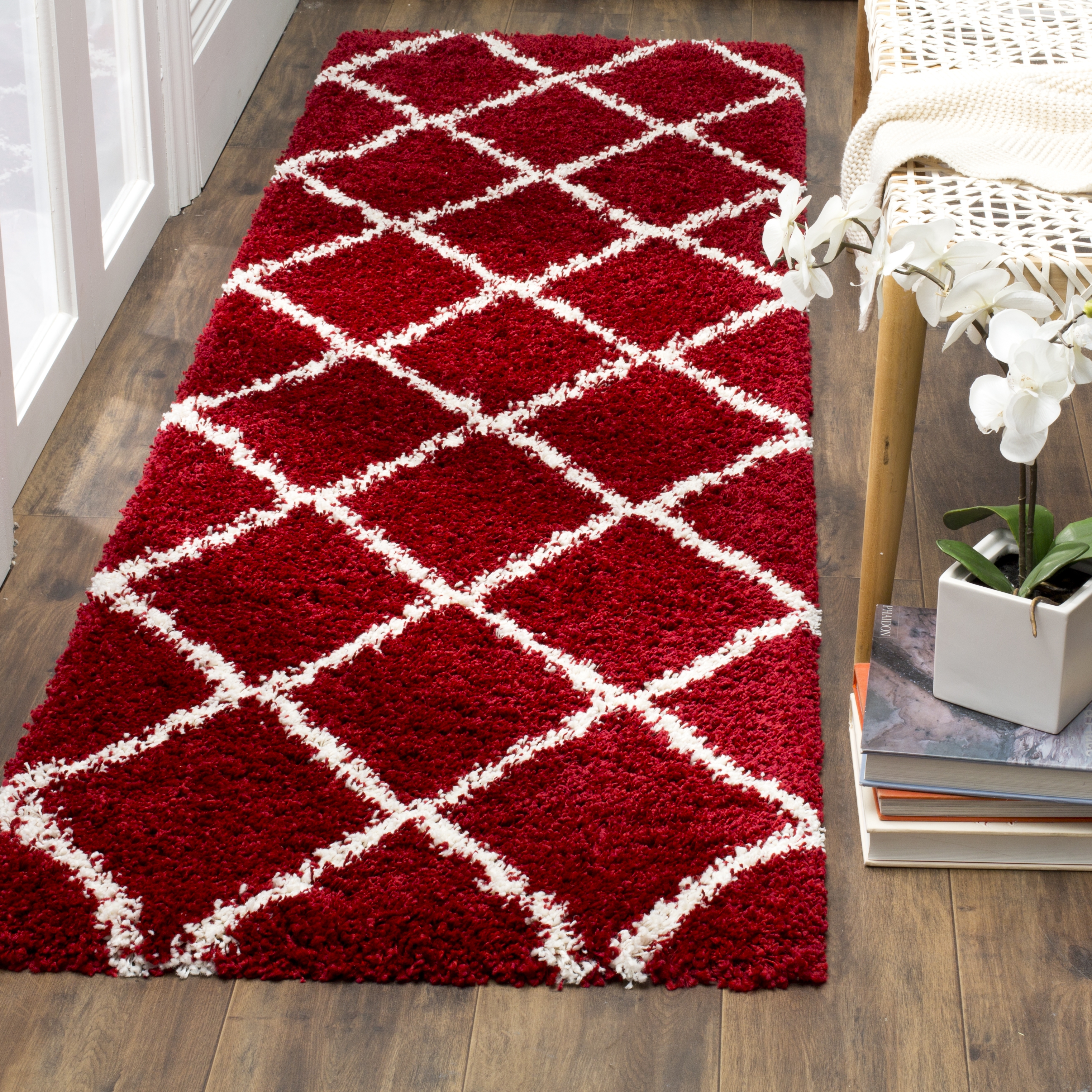 Arlo Home Woven Area Rug, SGH281R, Red/Ivory,  2' 3" X 10' - Image 1