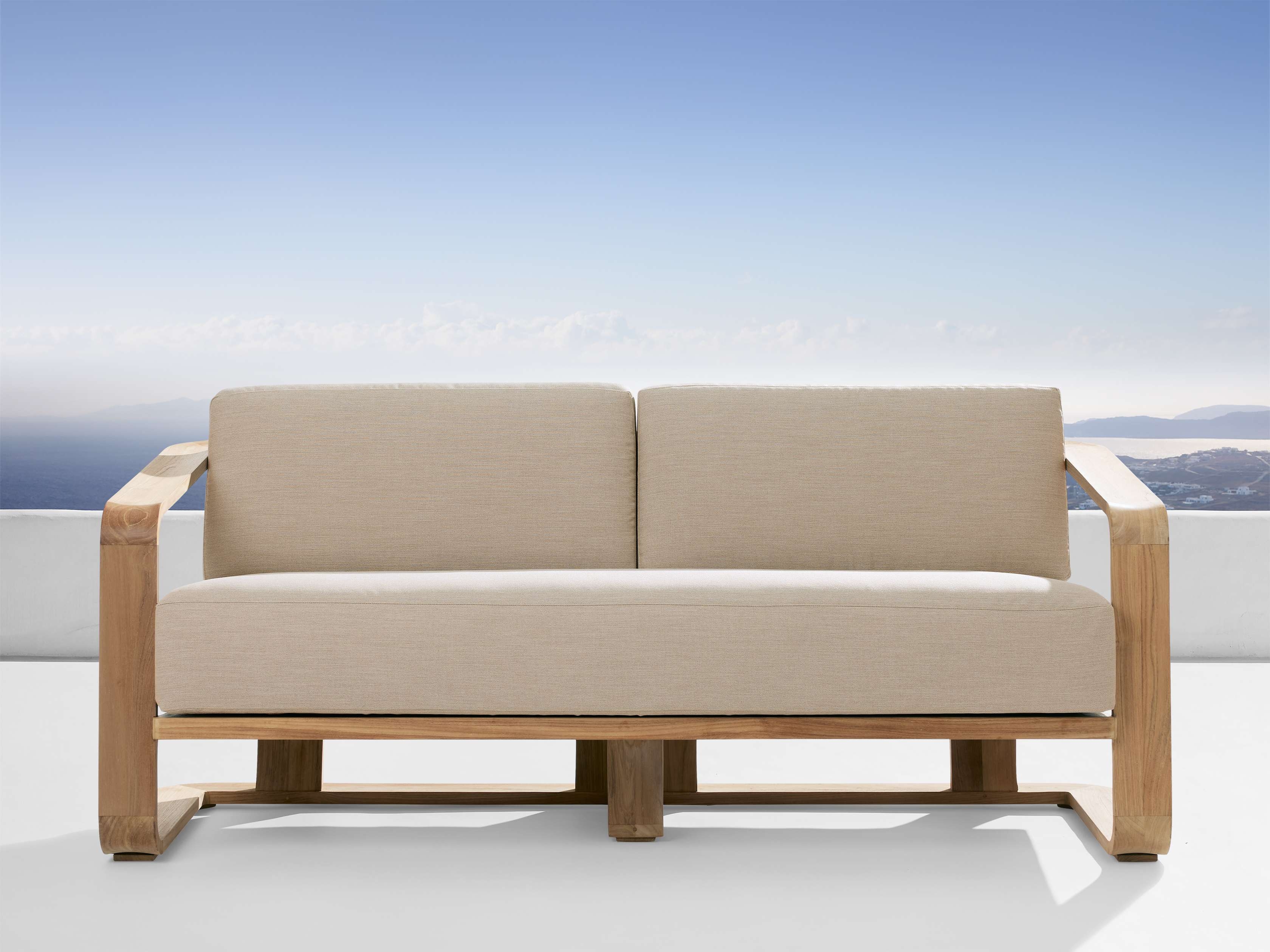 Sonoma Outdoor Sofa Teak in Natural  Rosemount Taupe/88" - Image 0