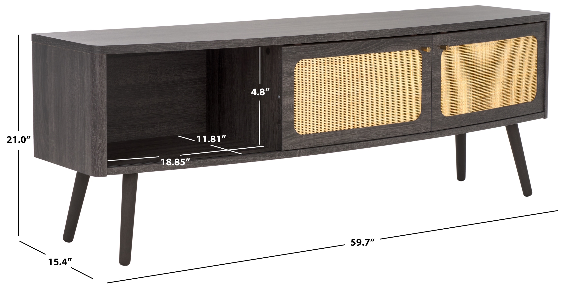 Cielle 2 Door Media Stand - Distressed Black / Natural - Safavieh - Image 9