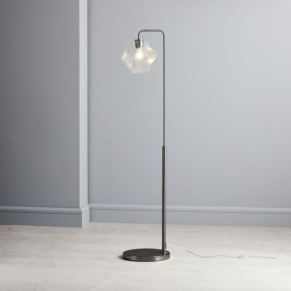 Sculptural Floor Lamp, Faceted Small, Clear, Antique Bronze, 11.5" - Image 0
