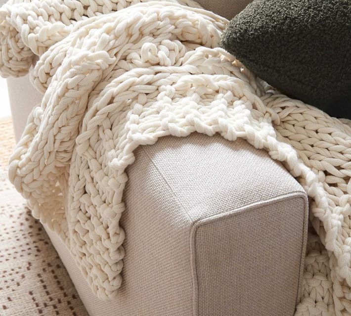 Colossal Handknit Throw Blanket, 44 x 56", Ivory - Image 5