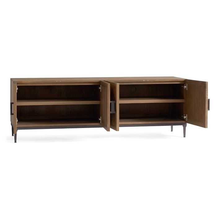Parquet Reclaimed Wood Media Console with Doors - Image 8