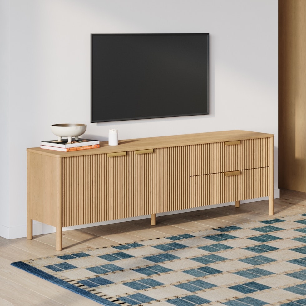 Liv 74.5" Media Unit - White Oak - Image 0