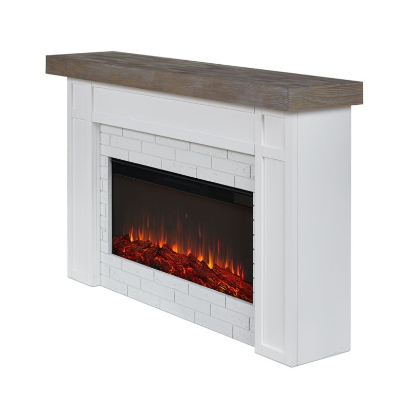 Cravenhall White and Brown Wood Electric Fireplace - Image 4
