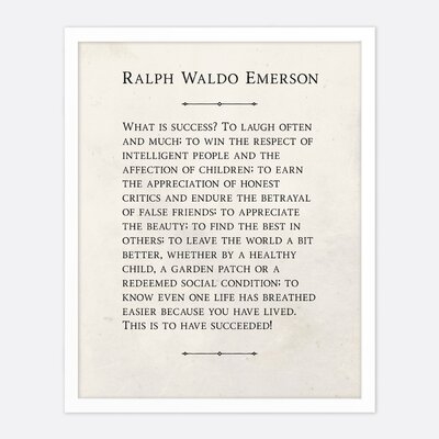 Ralph Waldo Emerson What Is Success - Unframed Wall Art Print - Image 0