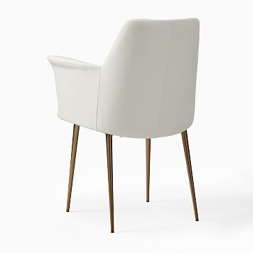 Finley Wing Dining Chair, Sierra Leather, White Light Bronze - Image 3