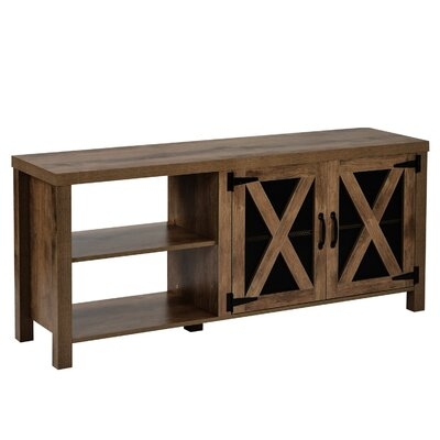 Tv Stand With Barn Door, 2 Open Compartments, Cable Management, Tv Table For Tvs Up To 57 Inches - Image 0