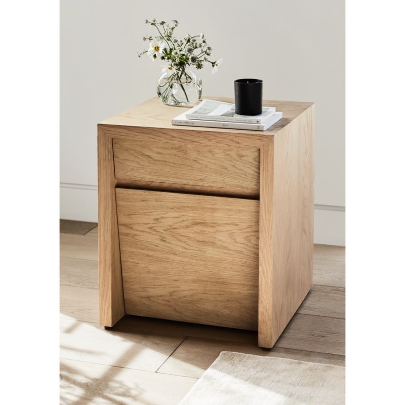 Vander Natural White Oak Wood Storage End Table - Image 3