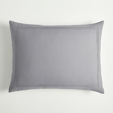 400TC Organic Percale Pleated Edge Duvet, Standard Sham, Storm Gray - Image 0