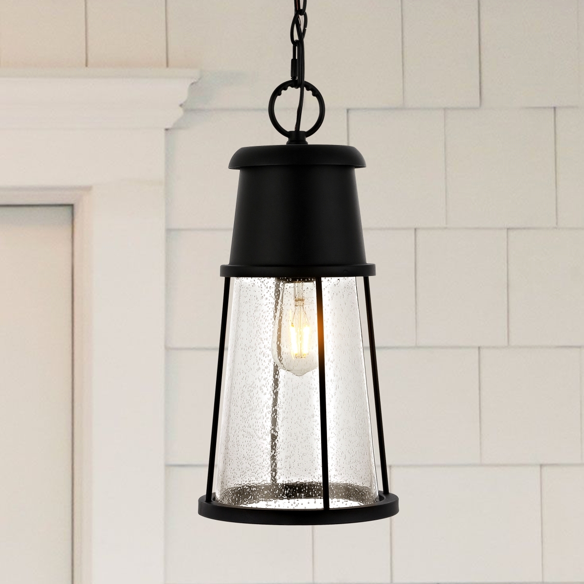Laela 8.4" Outdoor Pendant - Black - Safavieh - Image 6