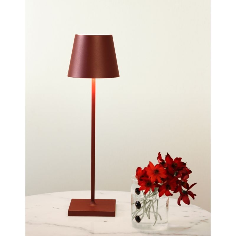 Poldina Pro Bordeaux Red Metal Table Lamp by Zafferano America 15" - Image 1