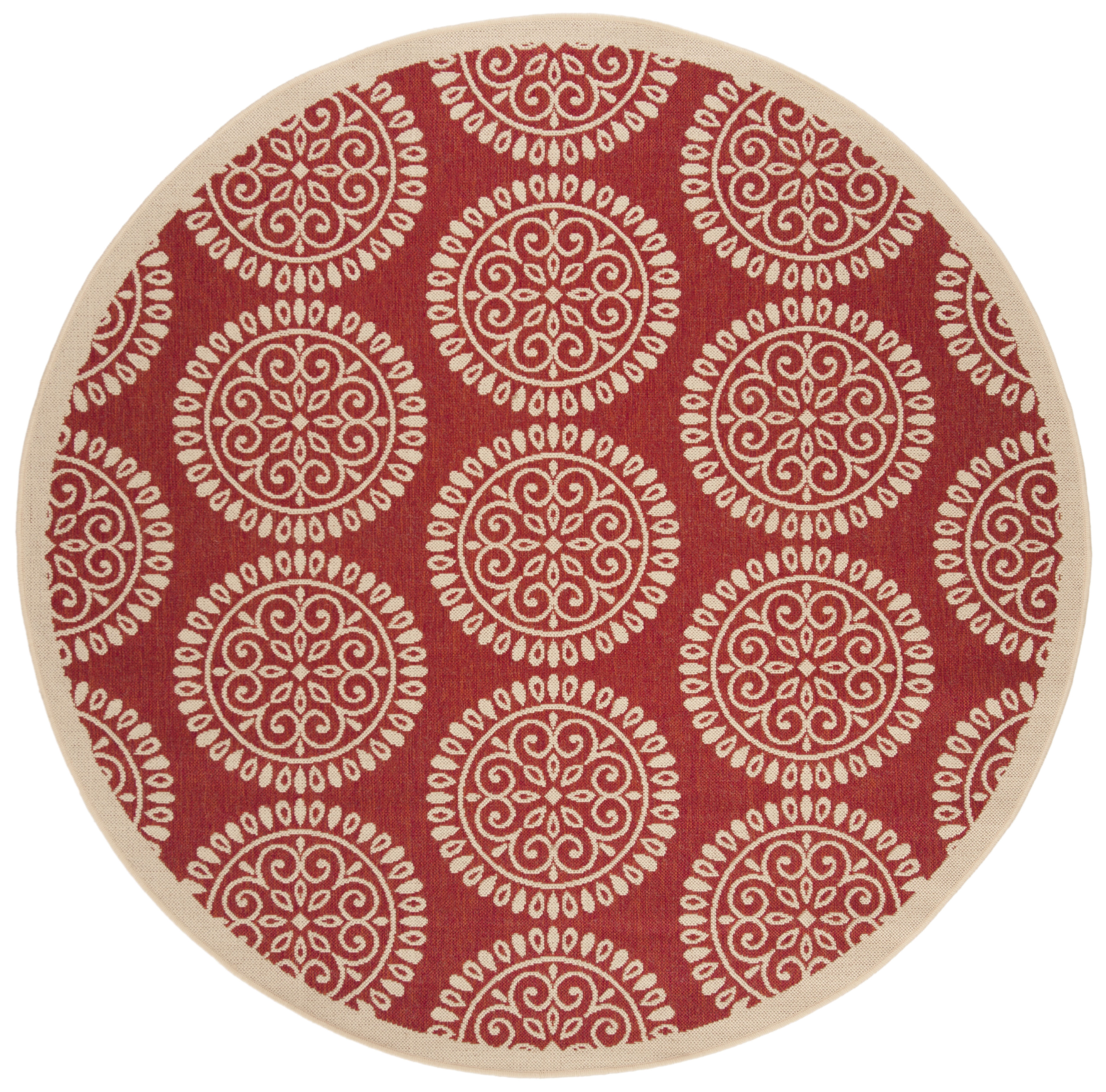 Arlo Home Indoor/Outdoor Woven Area Rug, LND176Q, Blue/Cream,  6' 7" X 6' 7" Round - Image 0