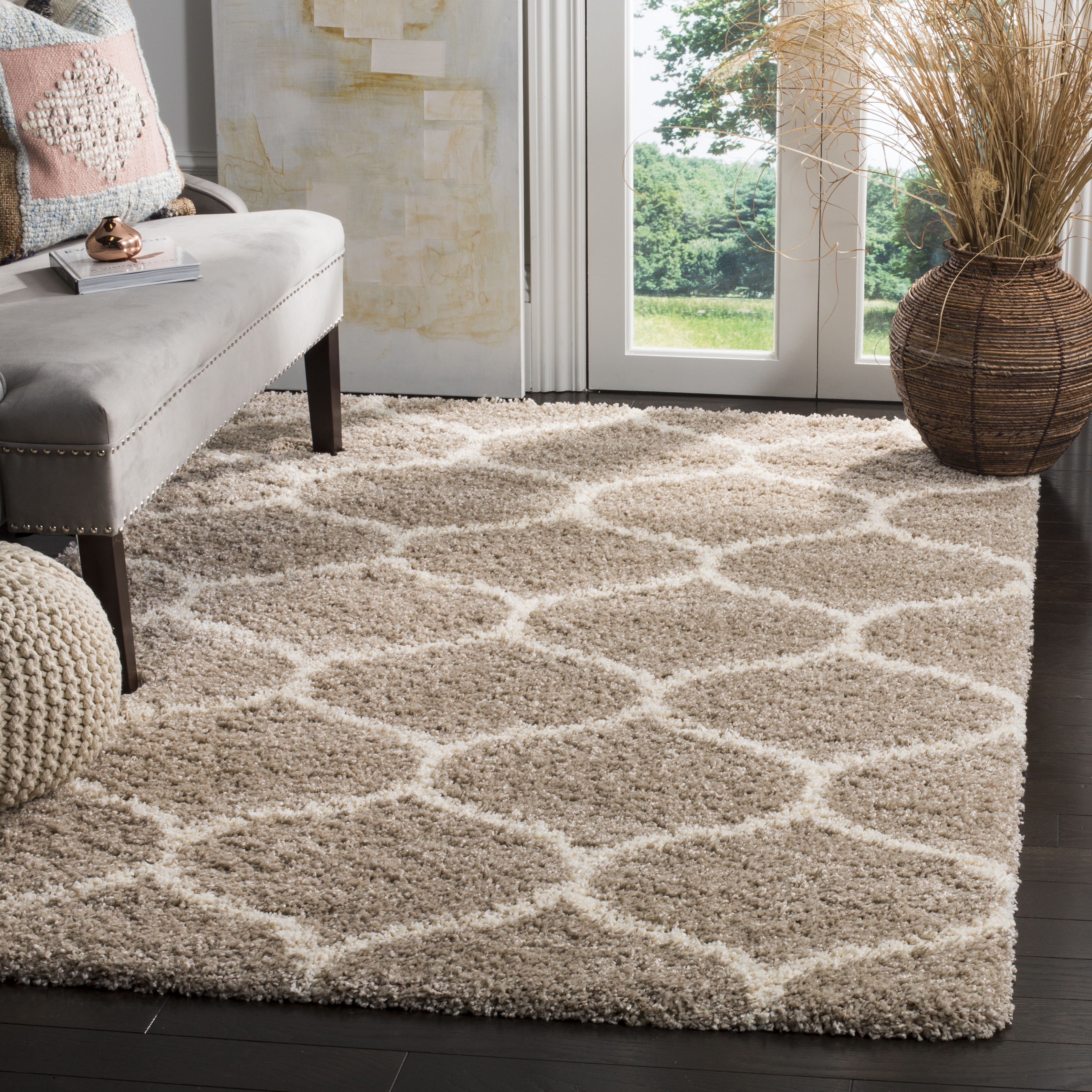 Arlo Home Woven Area Rug, SGH280S, Beige/Ivory,  10' X 14' - Image 1