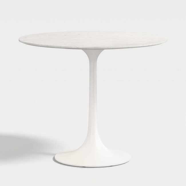 Nero 36" Round White Marble Dining Table with White Base - Image 0