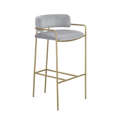 Aleiny Grey And Gold Low Back Upholstered Stool - Image 0