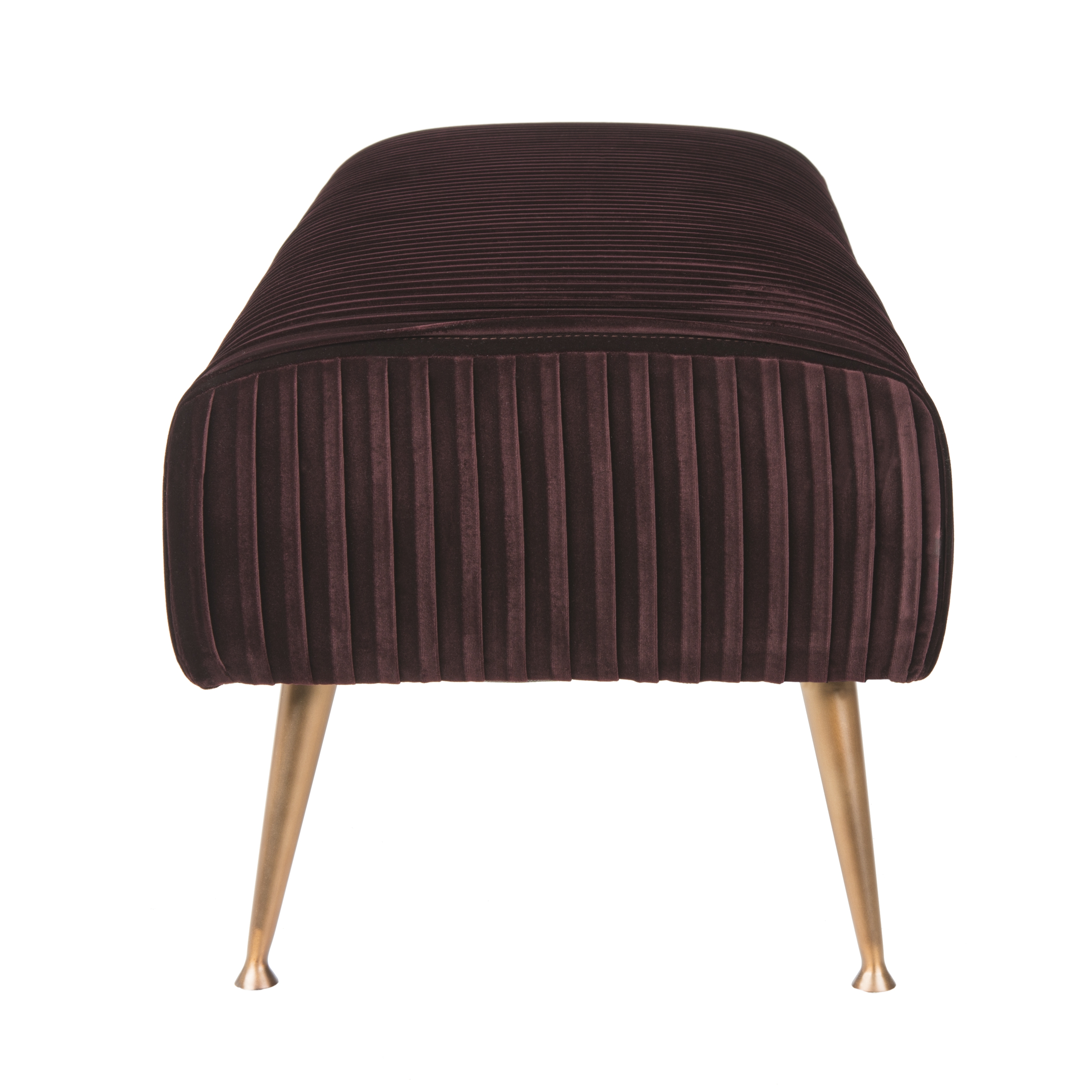 Salome Velvet Bench With Antique Brass Legs - Giotto Cabernet - Safavieh - Image 2