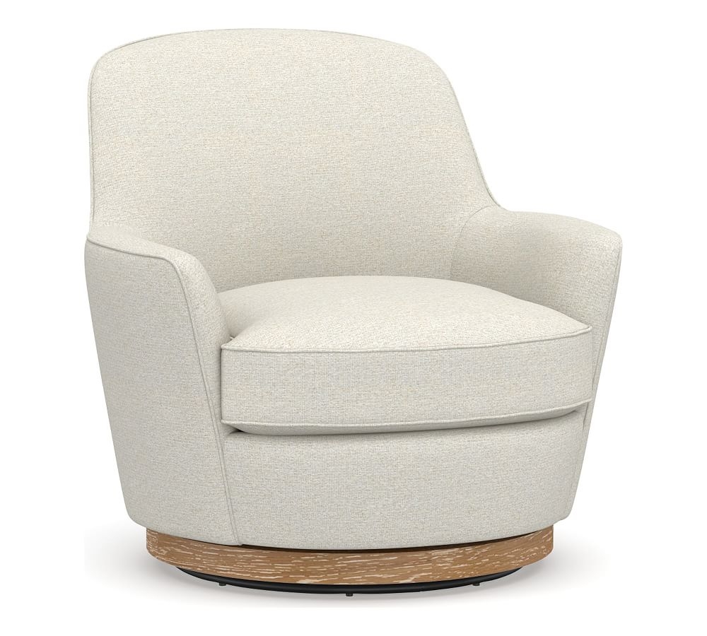 Larkin Upholstered Swivel Armchair, Polyester Wrapped Cushions, Performance Boucle Oatmeal - Image 0
