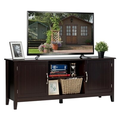 Entertainment Media TV Stand With Storage Cabinets-Brown - Image 0