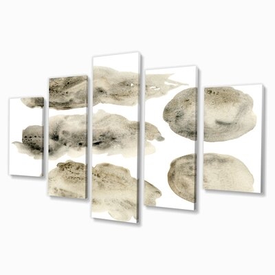 Gray and Golden Beige Clouds II - 5 Piece Wrapped Canvas Painting Print Set - Image 0