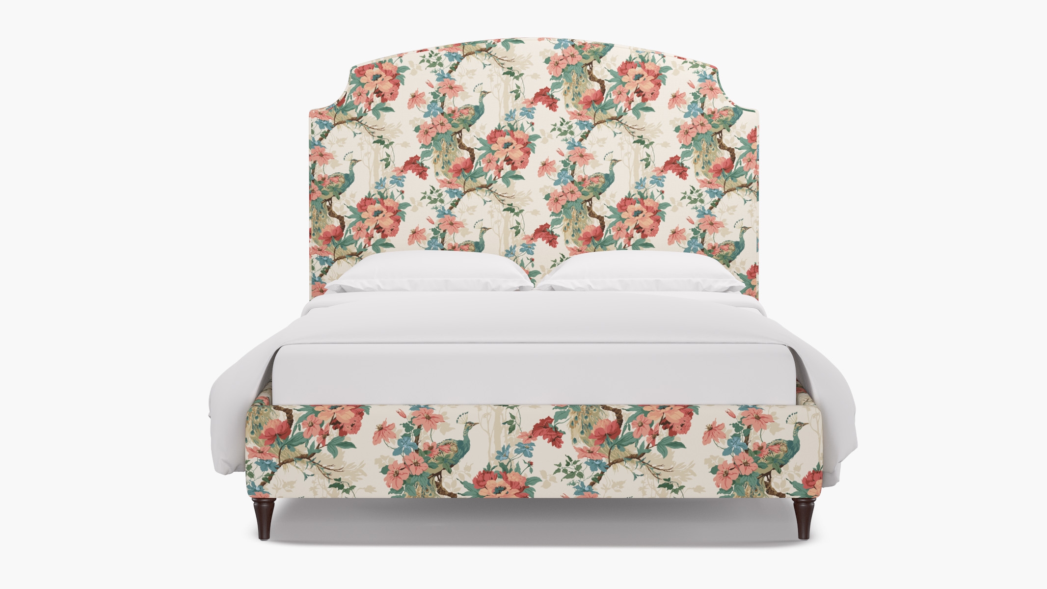 Cove Bed, Rose Peacock Park, Espresso Decorative Tapered Leg, King - Image 0