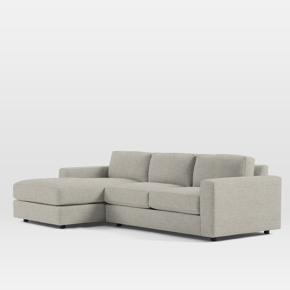 Urban 106" Left 2-Piece Chaise Sectional, Twill, Dove, Poly-Fill - Image 0