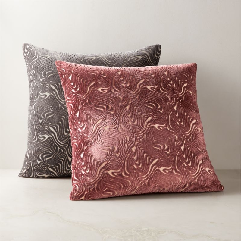 Maro Grey Cut Viscose Throw Pillow with Down-Alternative Insert 23"x23" - Image 2