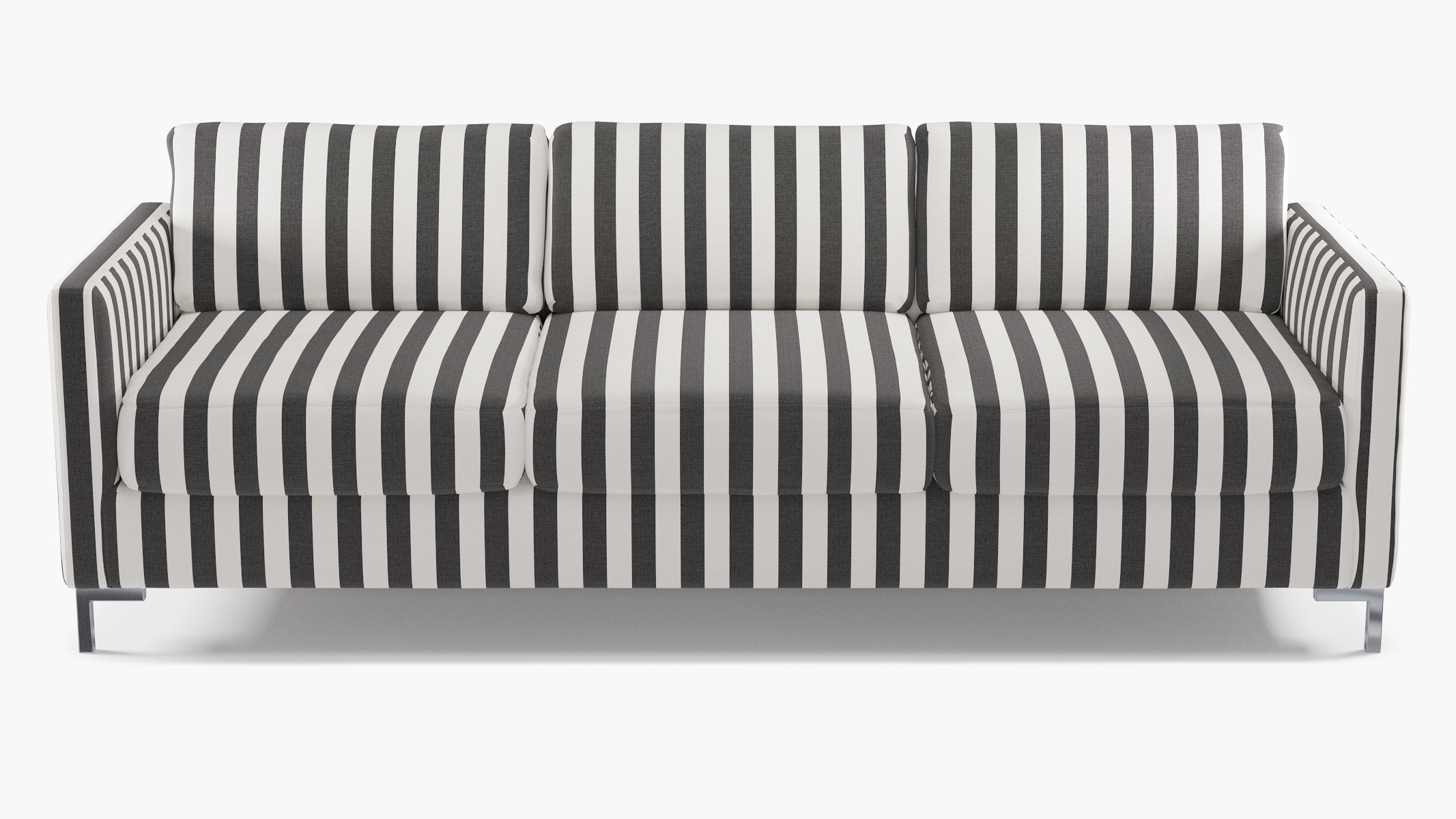 Modern Sofa, Ink Cabana Stripe, Chrome L Leg - Image 0