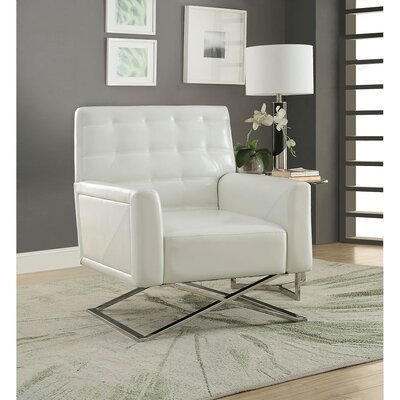 Justinia Accent Chair In White PU & Stainless Steel - Image 0