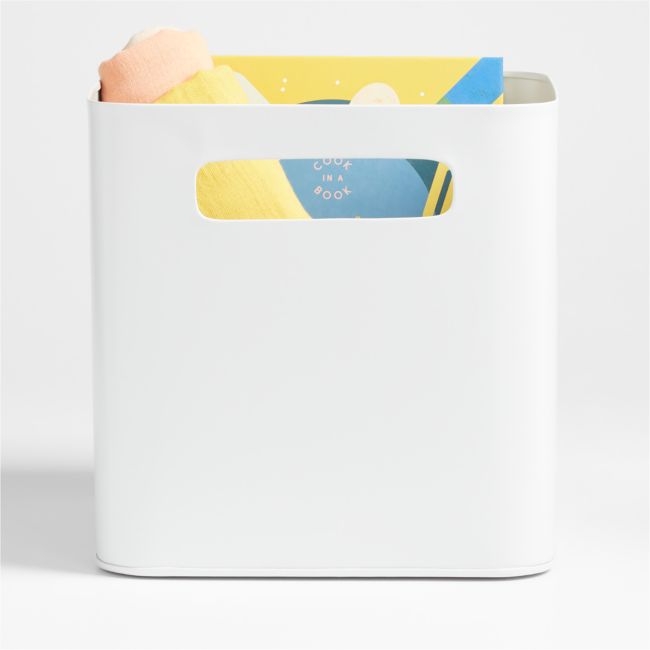 Outline White Metal Storage Bin with Handles - Image 0
