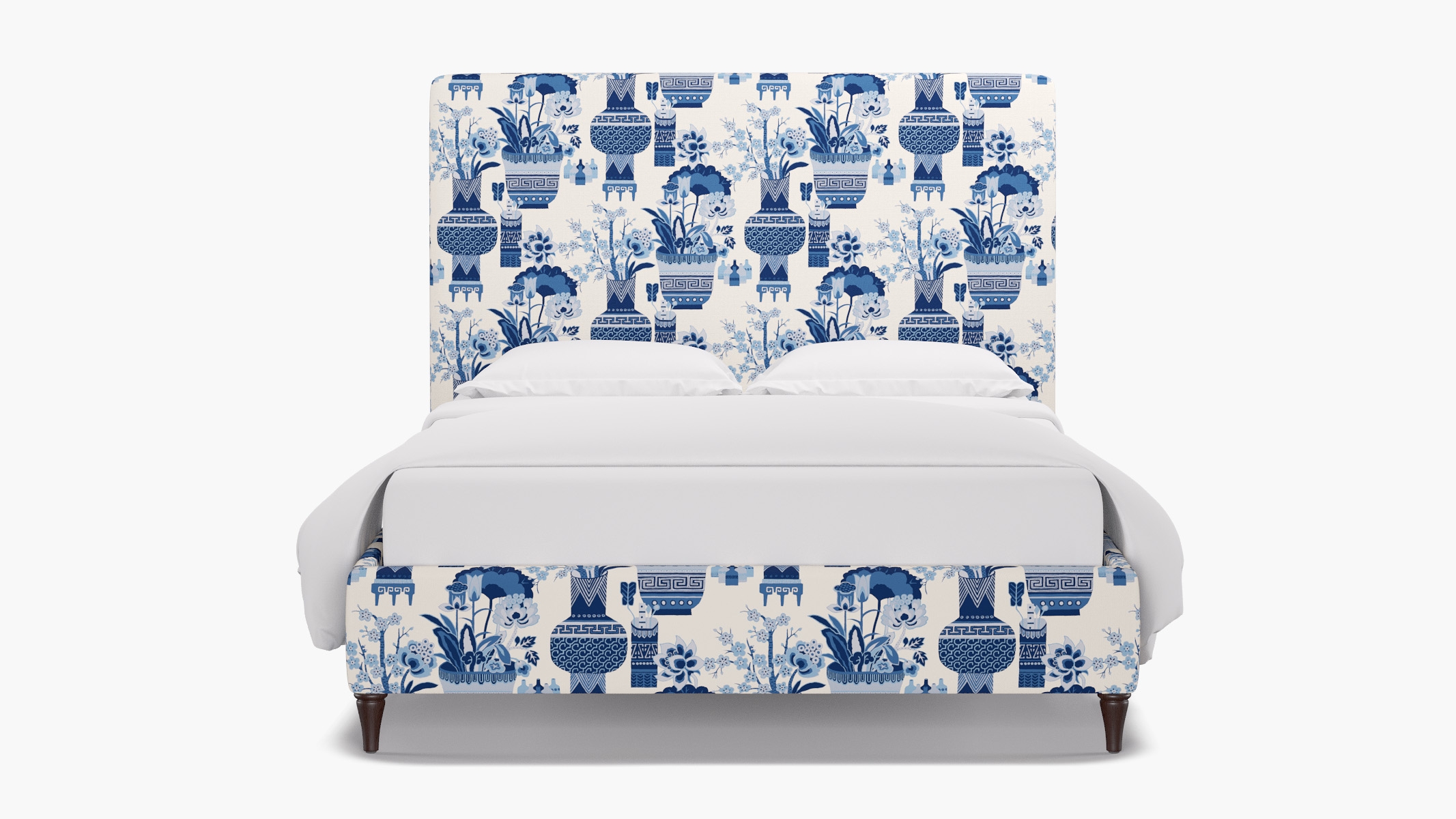 Classic Bed, Delft Kan-Shie, Espresso Decorative Tapered Leg, Queen - Image 0