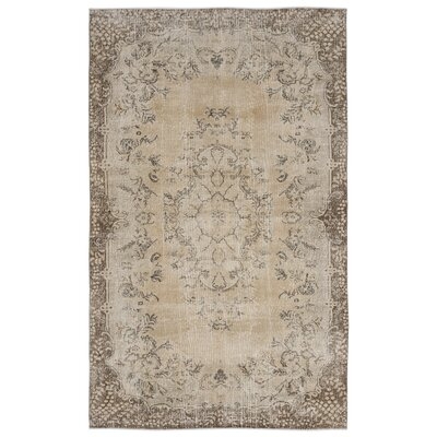 One-of-a-Kind Hand-Knotted 1960s Beige 6'4" x 10'4" Area Rug - Image 0