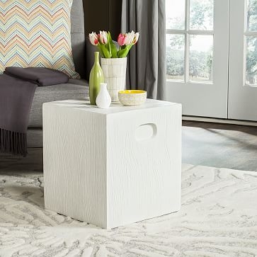 Cube Concrete 14.9" Outdoor Side Table, Dark Grey - Image 1