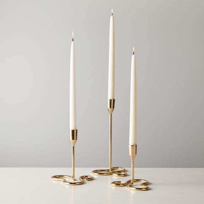 Motion Brass Taper Candle Holders, Set of 3 - Image 0