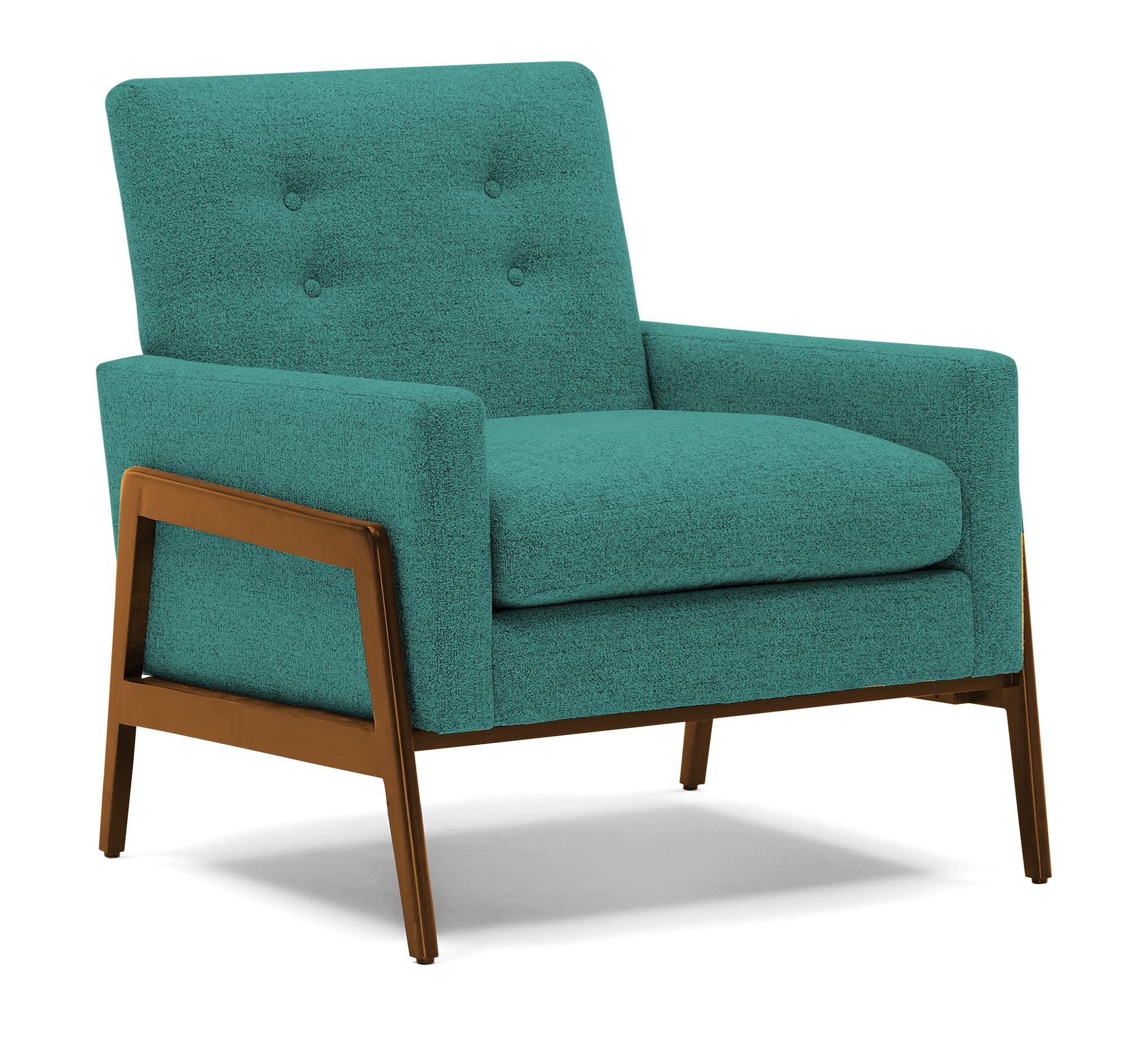 Green Clyde Mid Century Modern Chair - Essence Aqua - Mocha - Image 1