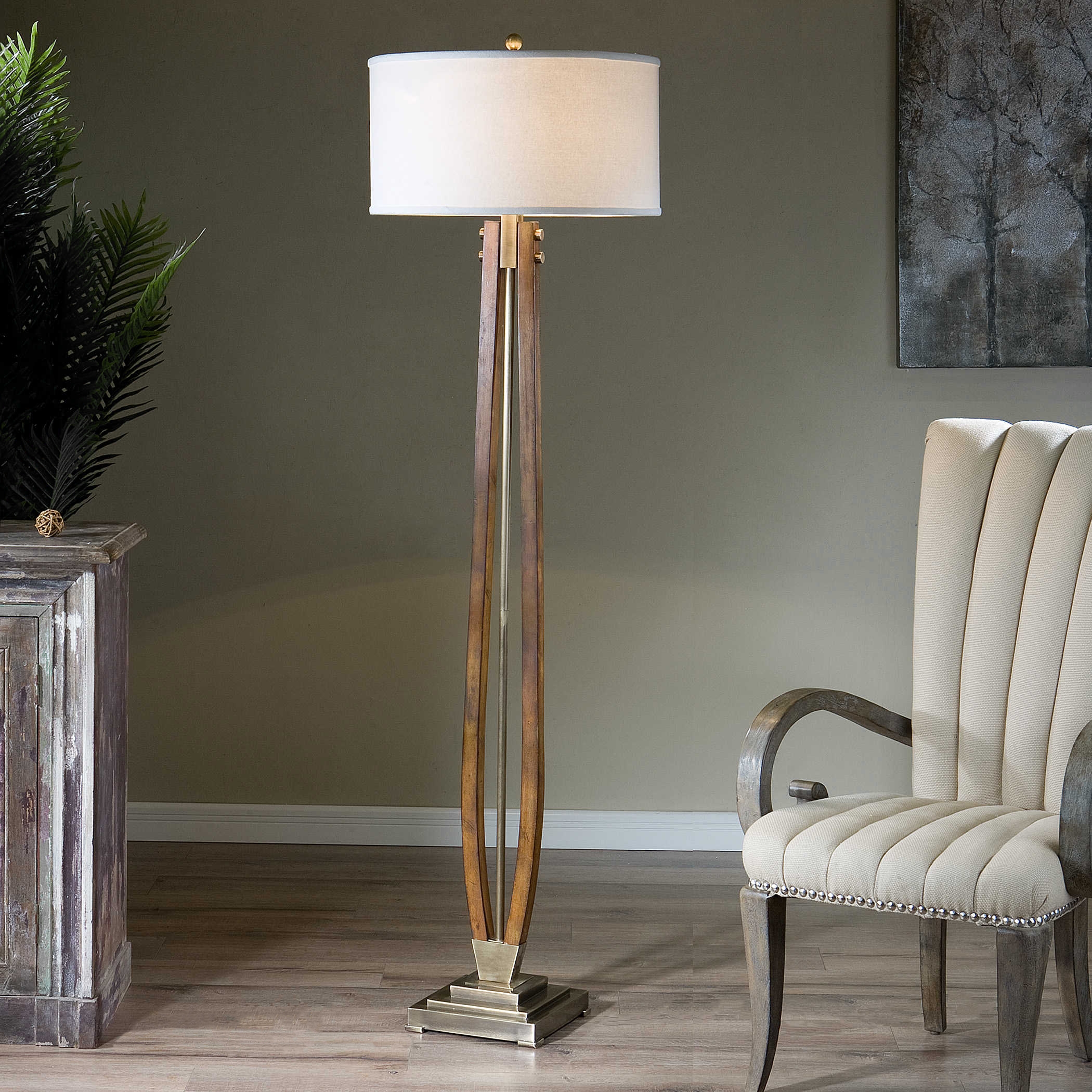 Boydton Burnished Wood Floor Lamp - Image 1