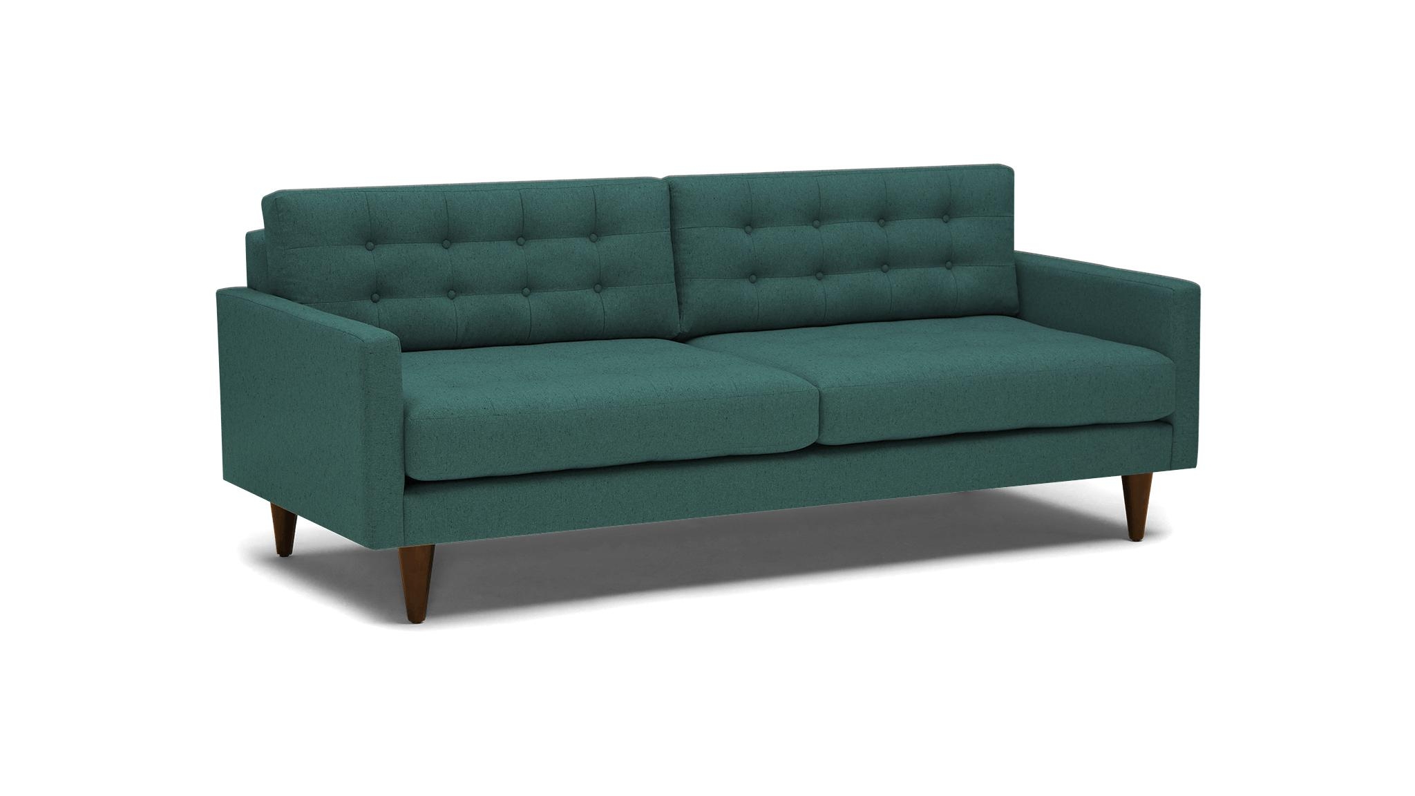 Blue Eliot Mid Century Modern Sofa - Prime Peacock - Mocha - Image 1