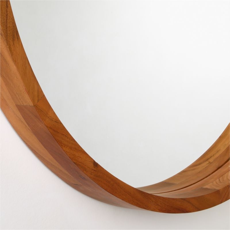 Acacia Wood Round Wall Mirror 40" - Image 5