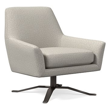 Lucas Swivel Base Chair, Poly, Twill, Dove, Burnished Bronze - Image 0