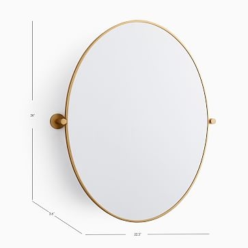 Metal Frame Pivot Mirror, Oval, Antique Brass - Image 3
