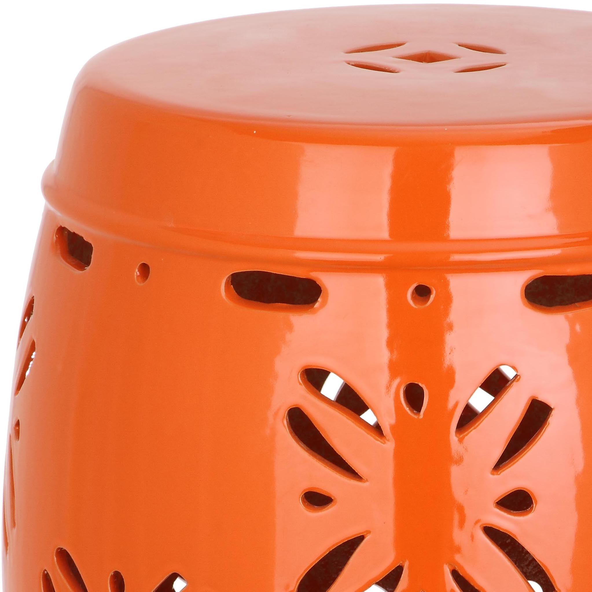 Sakura Garden Stool - Orange - Safavieh - Image 1