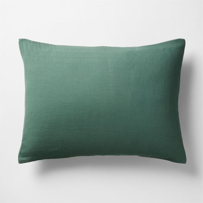 Supersoft Pine Green Organic Cotton Gauze Kids Pillow Sham - Image 0