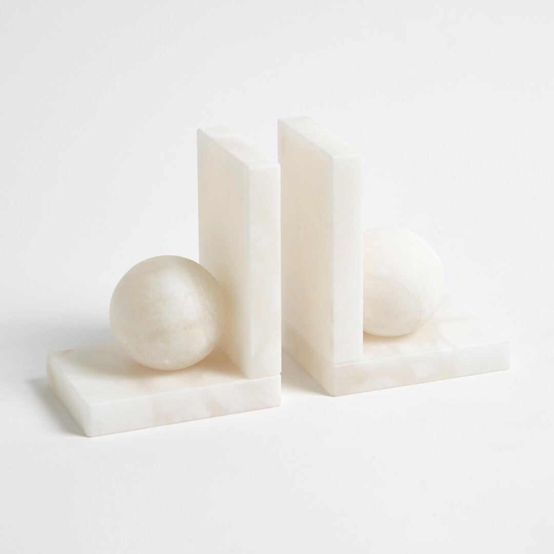 Global Views Alabaster Ball Non-skid Bookends - Image 0