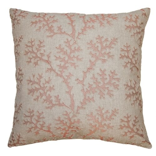 Square Feathers Diego Coral Pillow Size: 24" x 24" - Image 0