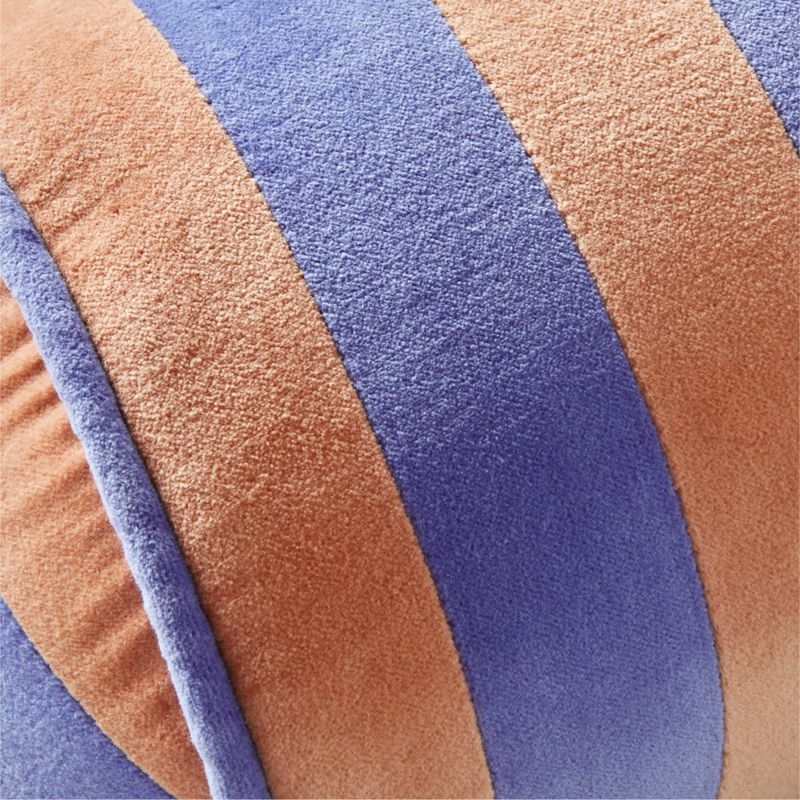 Marine Blue and Canyon Orange Harriet Stripe Velvet Kids Bolster Pillow - Image 3