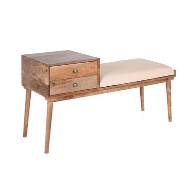 Gouveia Micentury Modern Cushioned Two Drawer Storage Bench - Image 0